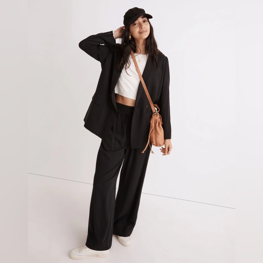 Madewell Drapeweave Caldwell Double-Breasted Blazer - Madewell black blazer